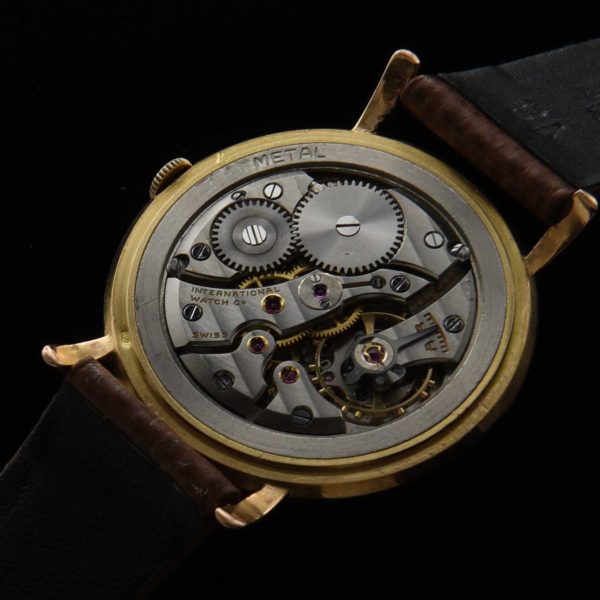 This IWC Schaffhausen in 18k-rose-gold dating to the 1950s looks fabulous with its amazingly aged original dial.