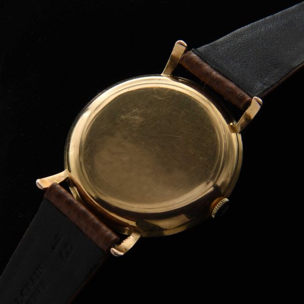 This IWC Schaffhausen in 18k-rose-gold dating to the 1950s looks fabulous with its amazingly aged original dial.