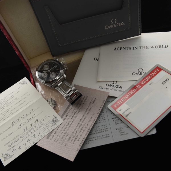 This 1995 39mm Omega Speedmaster automatic-winding watch was just expensively and meticulously serviced, with all its chronograph and timing functions working quite well.