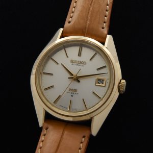 This 1971 vintage King Seiko is a prime and shimmering example housed in a 'like new' 36.5mm gold-capped case with steel back.